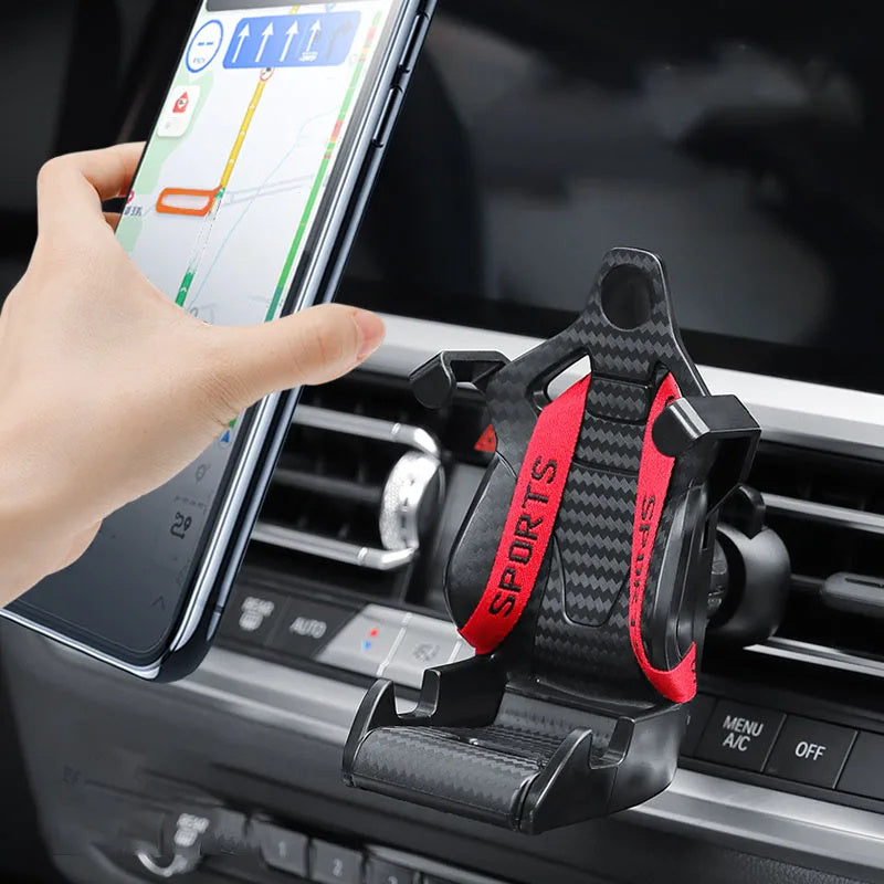 Racing Seat Car Phone Holder - 360° Rotatable Air Vent Mount Clip