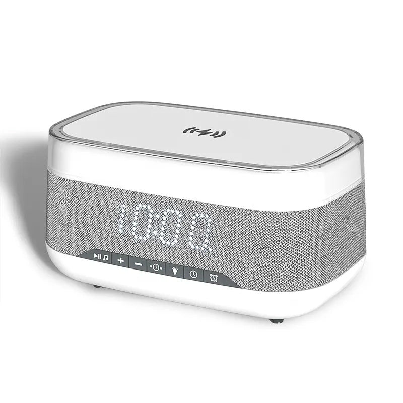 Multifunctional Alarm Clock & Bluetooth Speaker with Wireless Charger