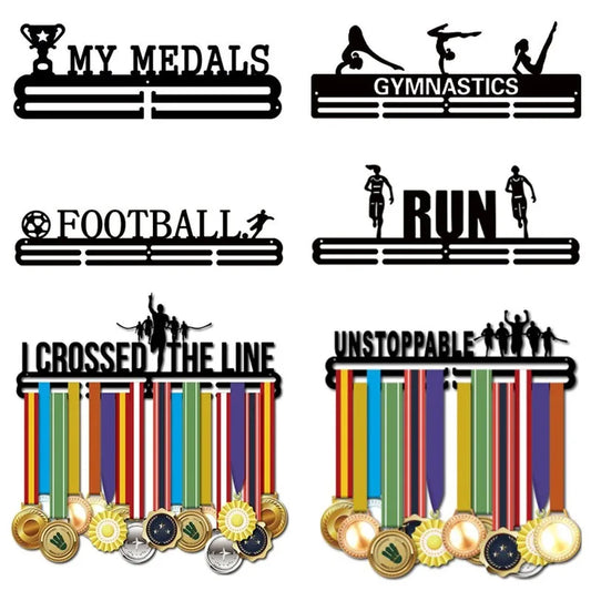 30-Type Wall-Mounted Medal Holder Rack - Iron Display Shelf for Awards, Race Medals, Home & Office Decor - OlimarShop 