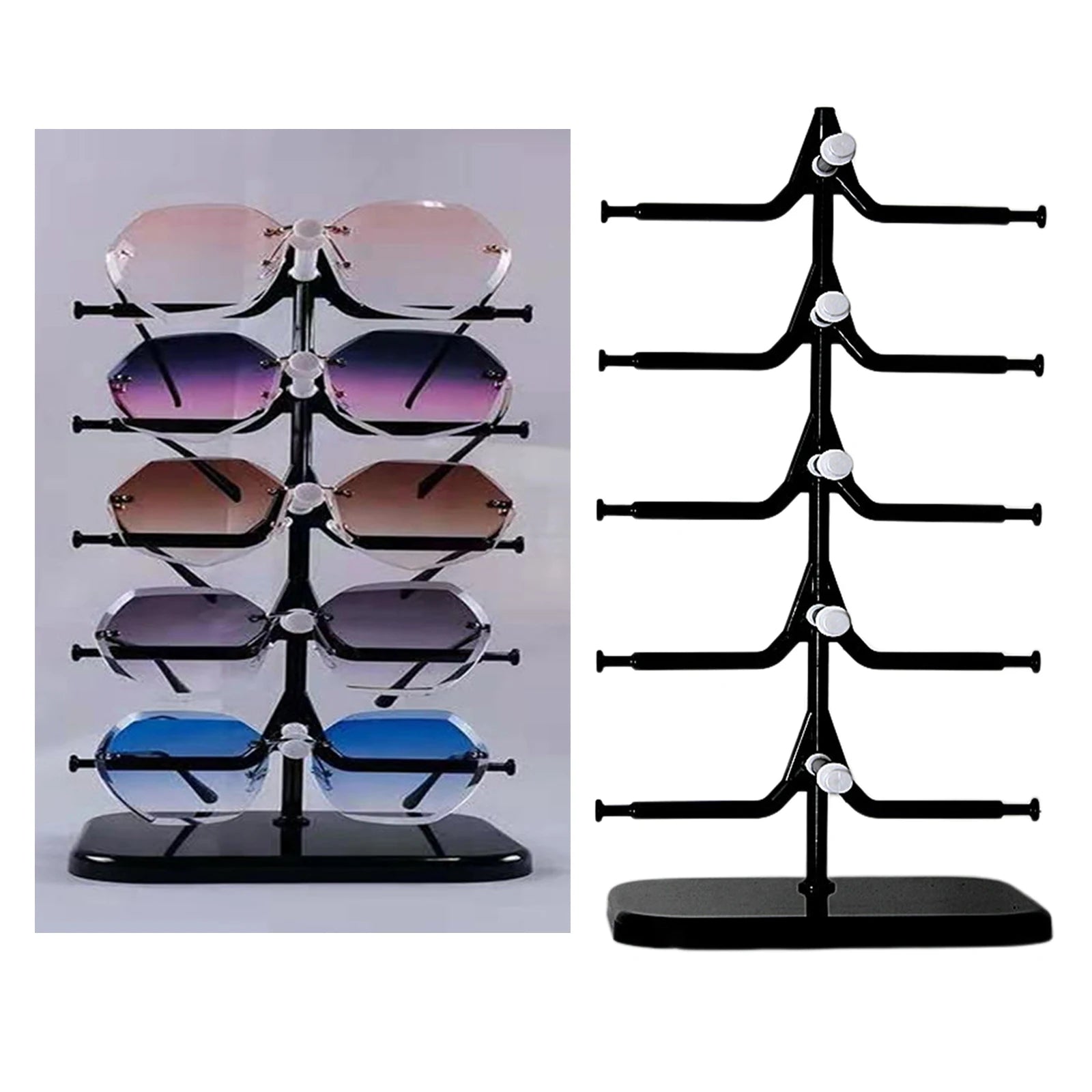 5-Layer Eyeglasses & Sunglasses Display Rack - Multi-Tier Holder for 5 Pairs - OlimarShop 