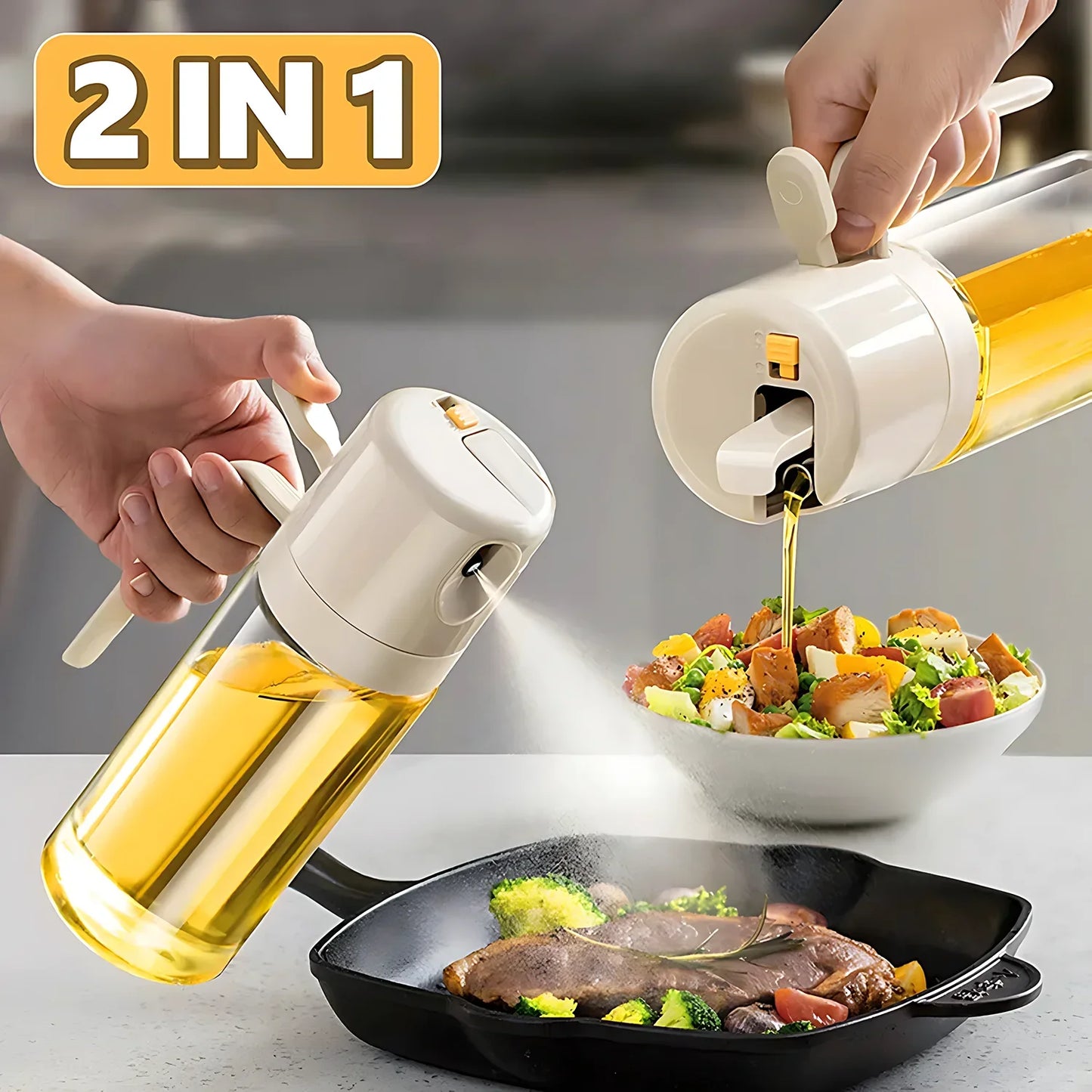 Oil Sprayer & Dispenser - Olive Oil & Vinegar Pourer for Cooking