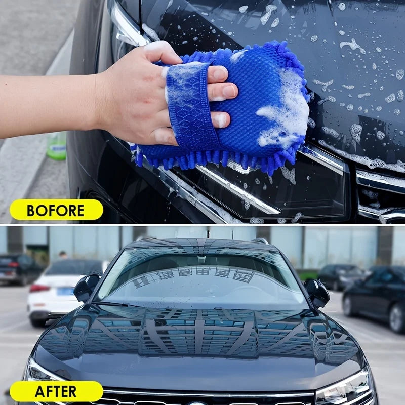 Microfiber Car Wash Sponge - Detailing Brush & Towel Cleaning Tool