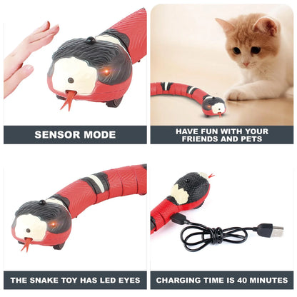 Smart Sensing Snake Interactive Cat Toy – Automatic USB-Charging Pet Play Accessory