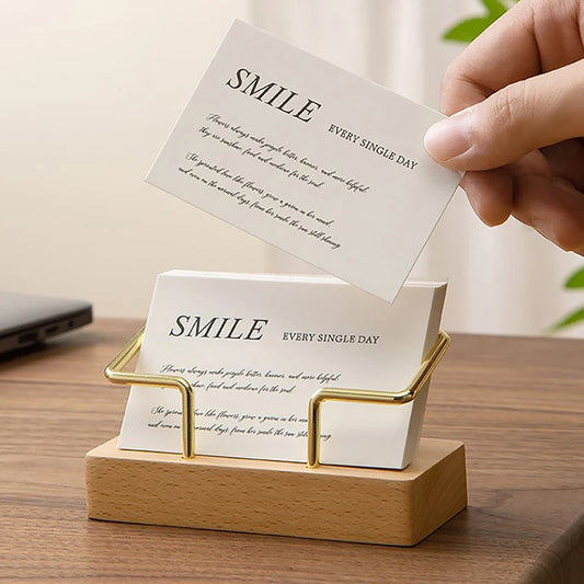 Wooden Business Card Holder Organizer for Desk | Olimar Shop