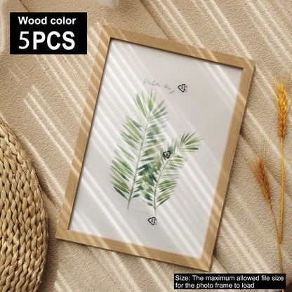 5-Piece Wooden Photo Frame Set - Multi-Size for Wall or Stand Display