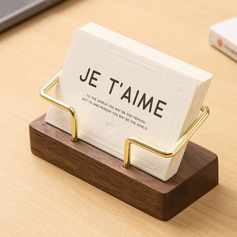 Wooden Business Card Holder Organizer for Desk | Olimar Shop