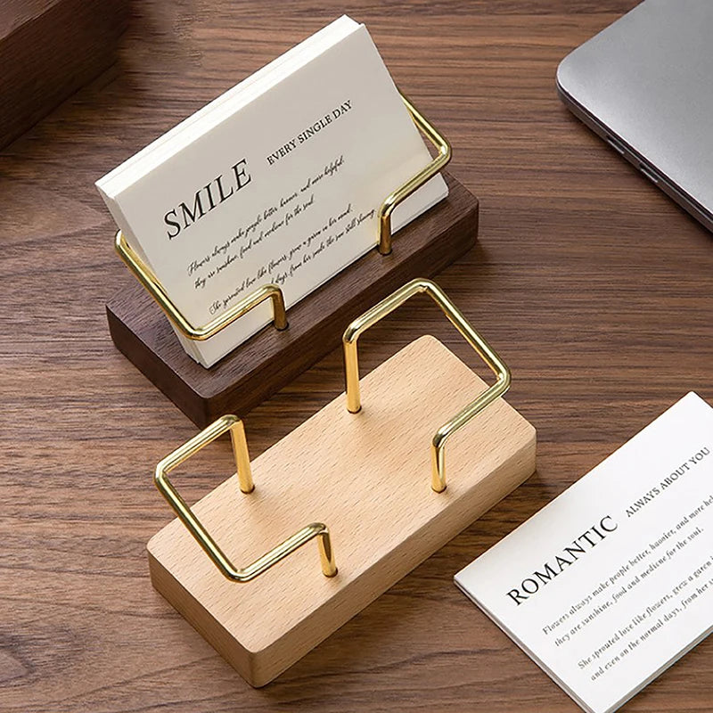 Wooden Business Card Holder Organizer for Desk | Olimar Shop