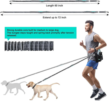 Adjustable Waist Belt Bag with Retractable Hands-Free Dog Leash – Reflective Stitching Pouch for Running, Walking, and Hiking - OlimarShop 